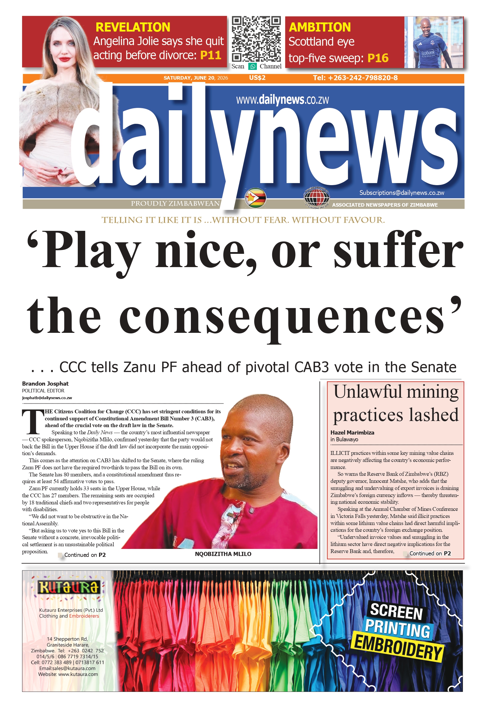 Saturday 20 June 2026
